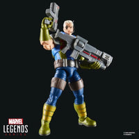 Marvel Legends 6-inch Hasbro Cable action figure from X-Men 97 holding large futuristic guns on black background