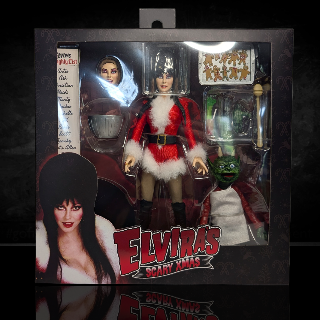 Elvira Very Scary Christmas - Mistress of the Dark 8-Inch Clothed Action Figure by Neca new in box with accessories