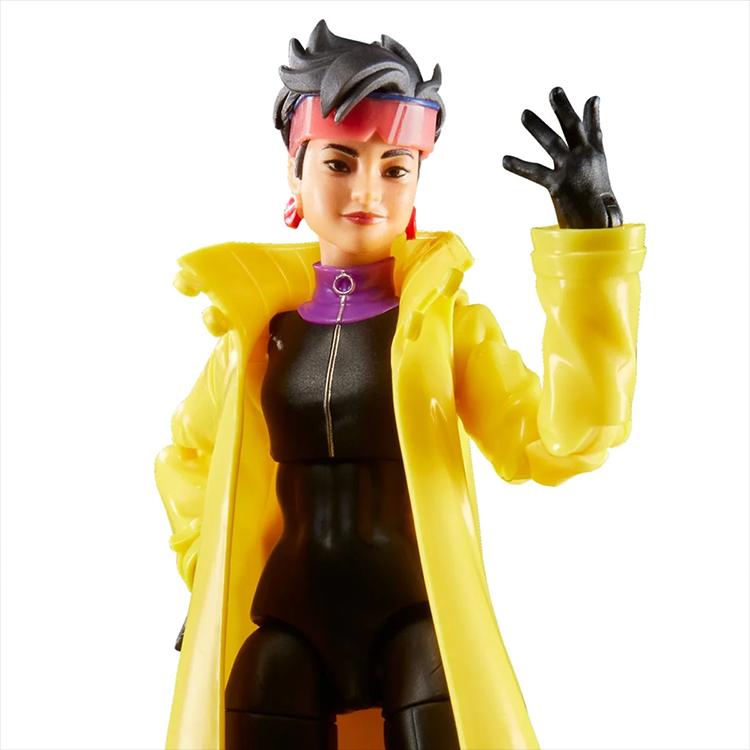 Hasbro Marvel Legends 6-inch Jubilee action figure in yellow coat and black outfit with pink visor from X-Men 97 series