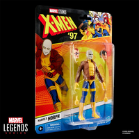 Hasbro Marvel Legends Morph 6-inch X-Men 97 action figure with alternate heads and hands in packaged display.