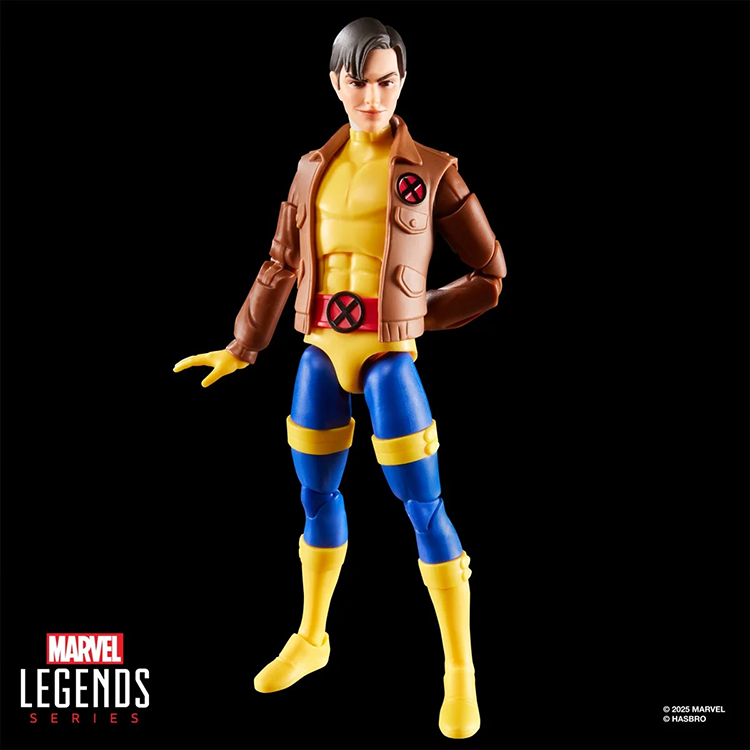 Hasbro Marvel Legends X-Men 6-inch action figure of Morph in yellow and blue suit with brown jacket poseable design