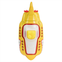 Top view of Hot Wheels Premium Beatles Yellow Submarine diecast car with vibrant yellow and red details
