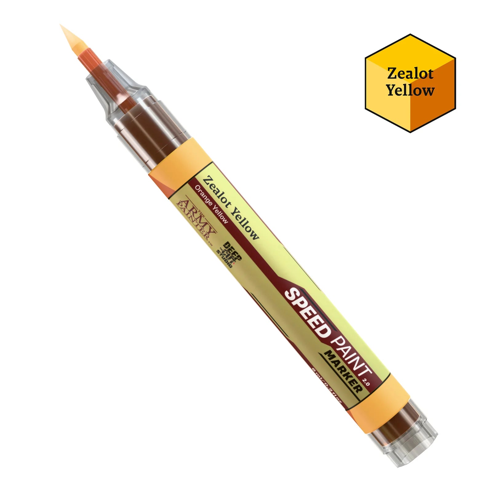Zealot Yellow Army Painter Speedpaint Marker - One-Coat Miniature Paint SM1023P with fine brush tip for model detailing