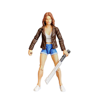 Action figure of a character holding a weapon on a white background
