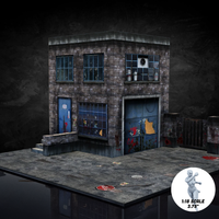 Vitruvian H.A.C.K.S. Zombie Land Complete Set Diorama and 10 Z-Series Action Figure Lot by Boss Fight Studio Llc with detailed zombie apocalypse building