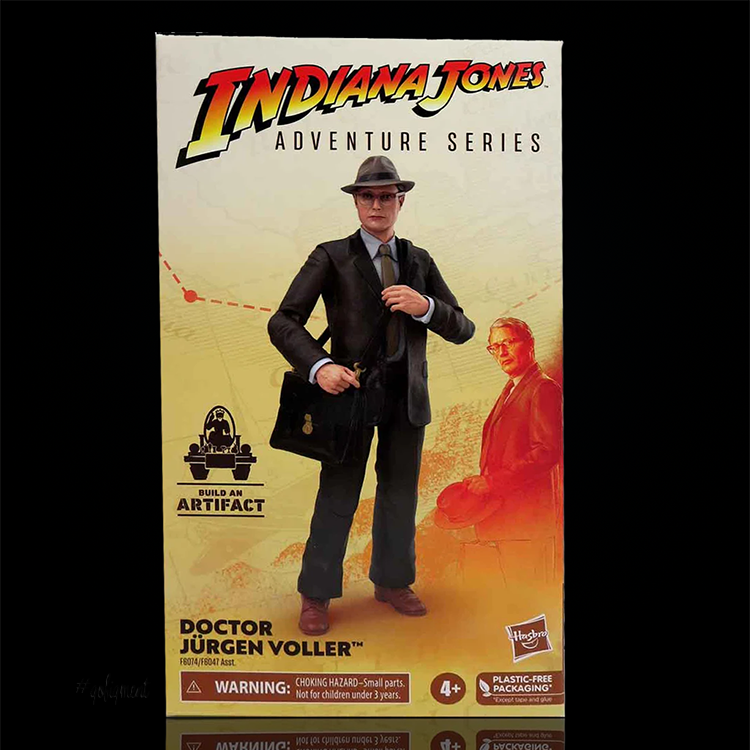 Indiana Jones Adventure Series Doctor Jürgen Voller action figure in suit with briefcase by Hasbro packaging