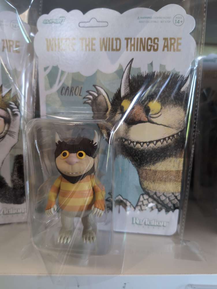 Super7 Where the Wild Things Are Carol monster action figure in package with illustrated card background