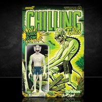 Super7 Chilling Tales glow-in-the-dark action figure in vintage comic style packaging with toxic green monster artwork