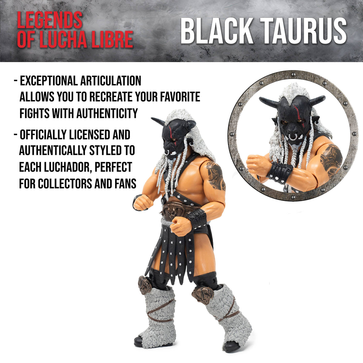 Black Taurus "The Beast Mortos" Legends of Lucha Libre Fanaticos 6" Action Figure (1:12 Scale) by Boss Fight Studio Llc new in box