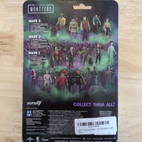 Super7 Universal Monsters action figures lineup on product packaging back with graveyard scene and character waves details