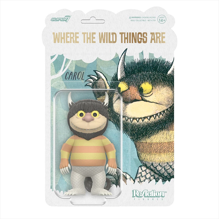Where the Wild Things Are Carol monster figure by Super7 in package with illustrated character background and logo