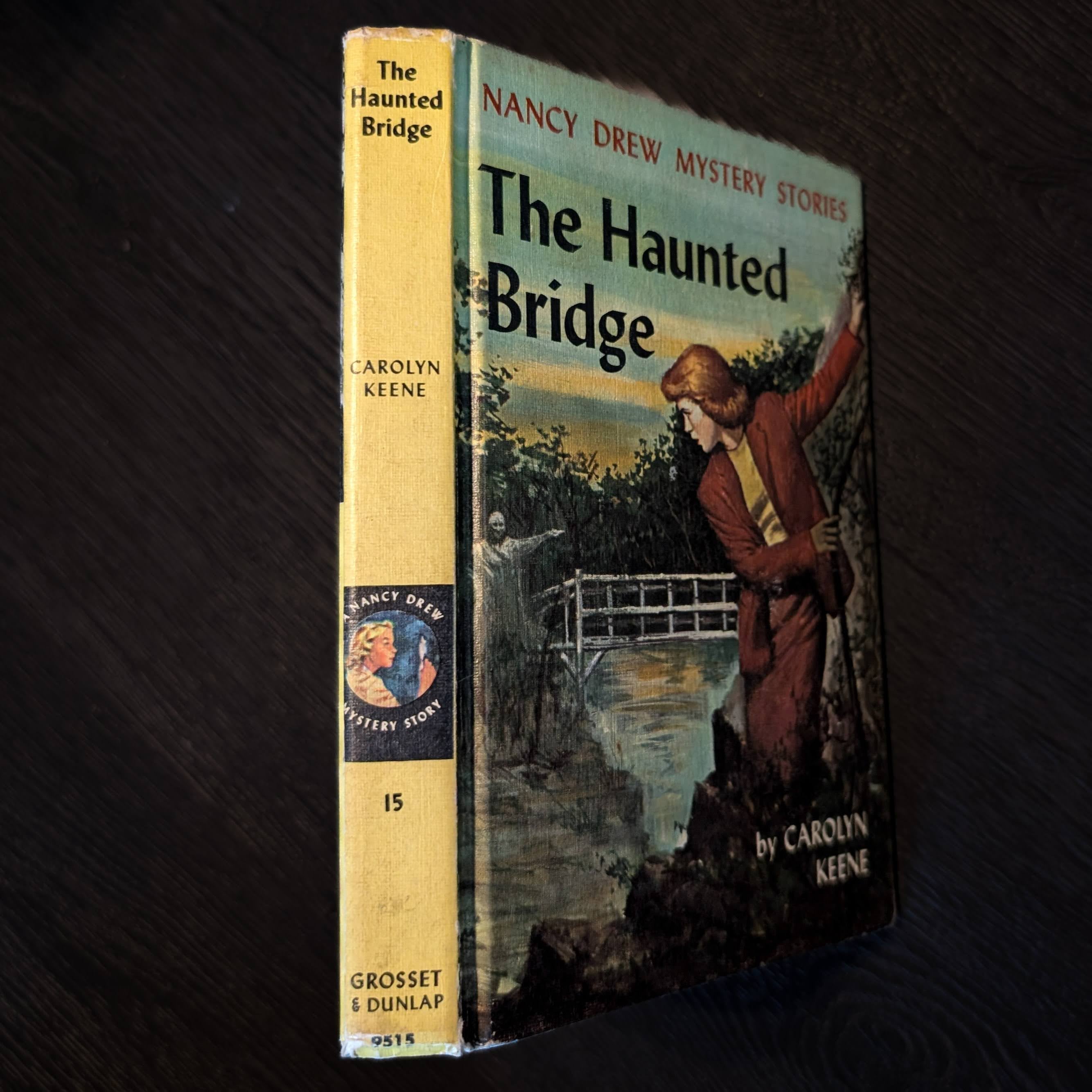 15 The Haunted Bridge Nancy Drew Mystery Book -1937 Blue Endpages
