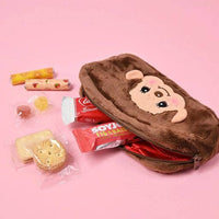 Official Sekiguchi Monchhichi Square Plush Pouch by K-Wonderland featuring a soft spacious character design, often searched as a Monchichi organizer.