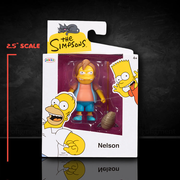 Jakks Pacific The Simpsons Nelson Muntz 2.5 inch scale action figure in branded window box packaging