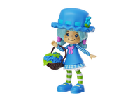 Boss Fight Studio Llc Blueberry Muffin figure in blue dress and hat holding blueberry basket with green striped leggings