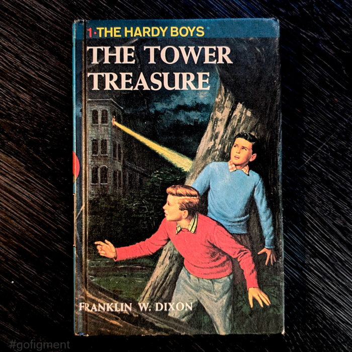 01 The Tower Treasure (Blue Bar/1959):  Vintage Hardy Boys Book Blue-Back image 0