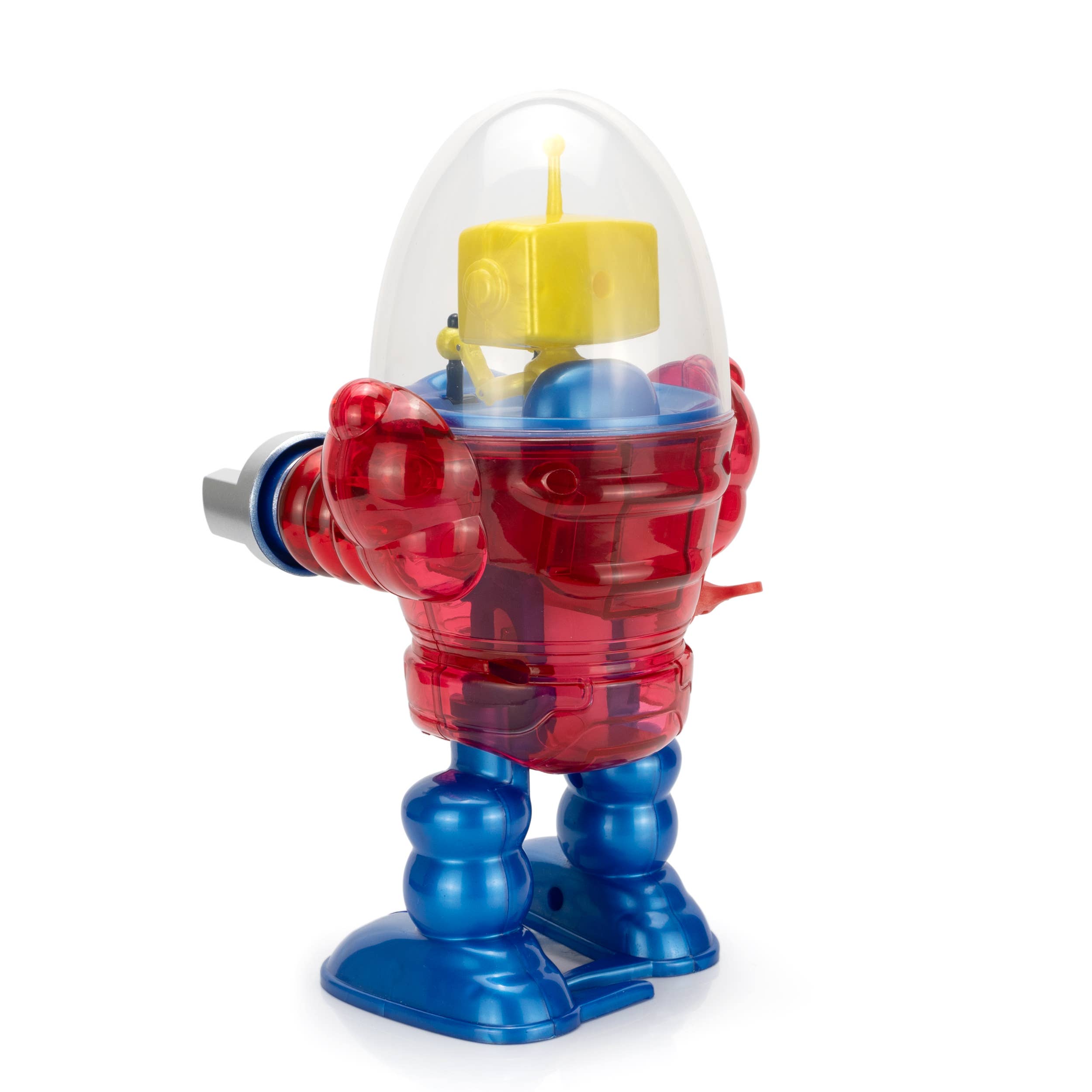 California Creations - Z Classics Robot, Merlin translucent red body with blue legs and yellow head encased in clear dome