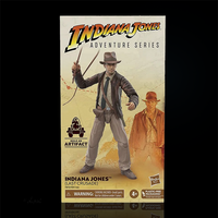 Indiana Jones Last Crusade action figure with whip and artifact piece in Hasbro plastic-free packaging