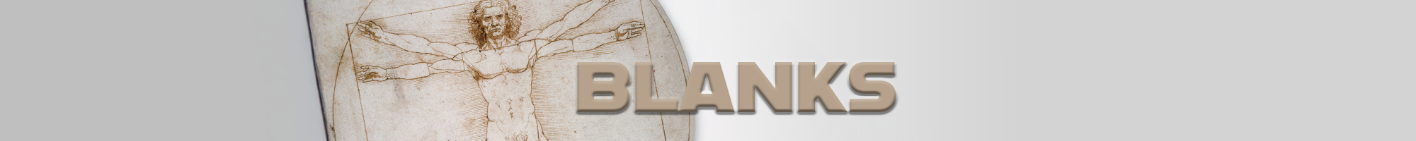 Neutral beige background with vintage anatomical sketch and bold metallic letters spelling BLANKS centered below.
