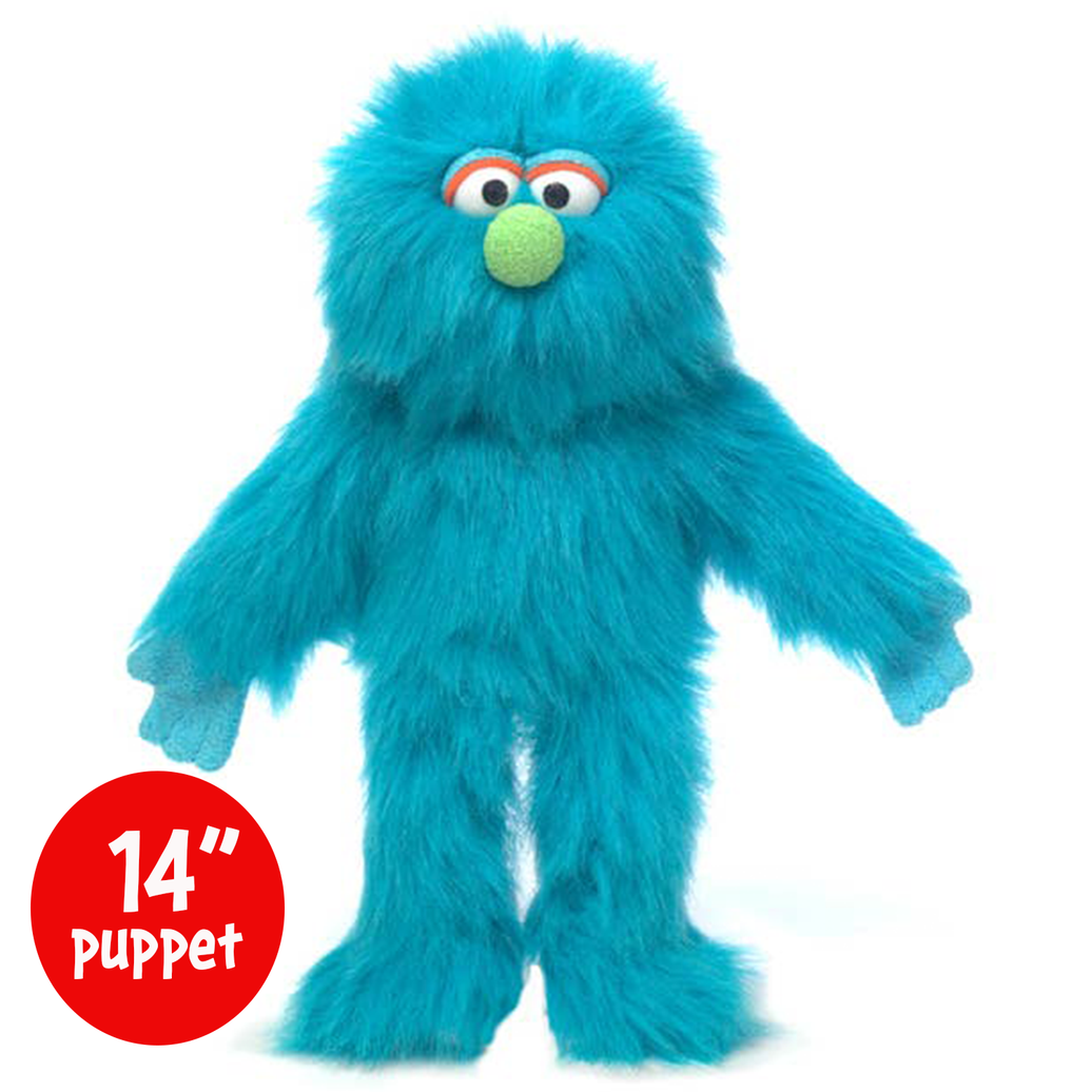 Silly Puppets Mook Blue Monster Puppet - 14" furry puppet with movable mouth and hands by Silly Puppets new condition