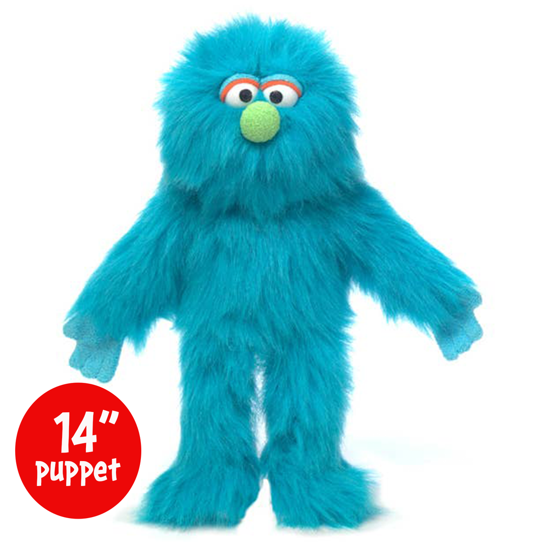 Silly Puppets Mook Blue Monster Puppet - 14" furry puppet with movable mouth and hands by Silly Puppets new condition