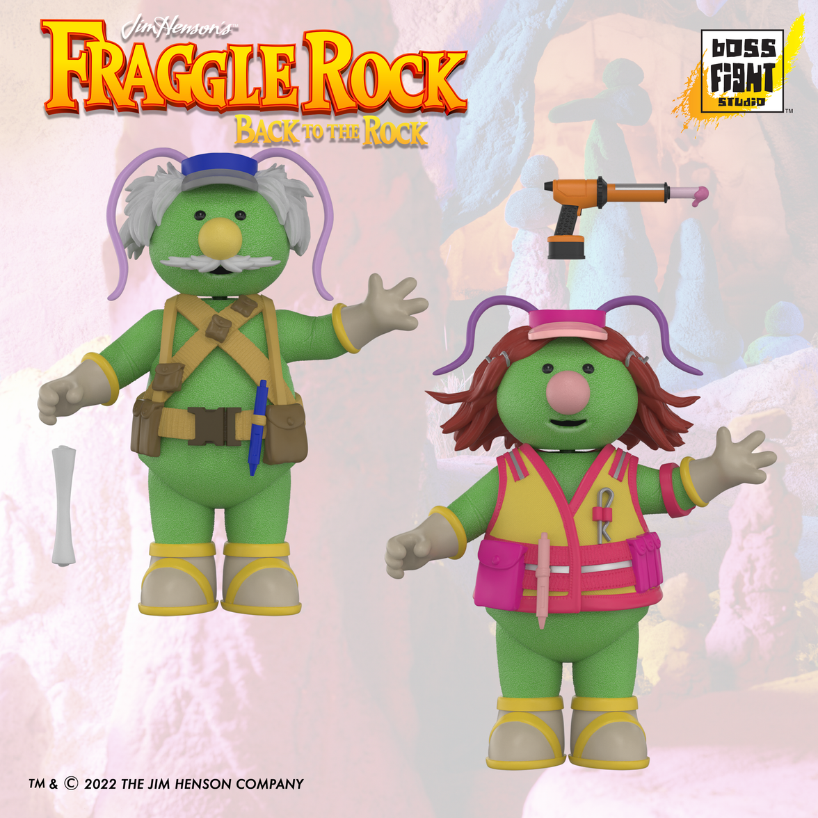 Boss Fight Studio Llc Fraggle Rock Doozer 2-pack figures with green bodies and colorful construction gear on scenic background