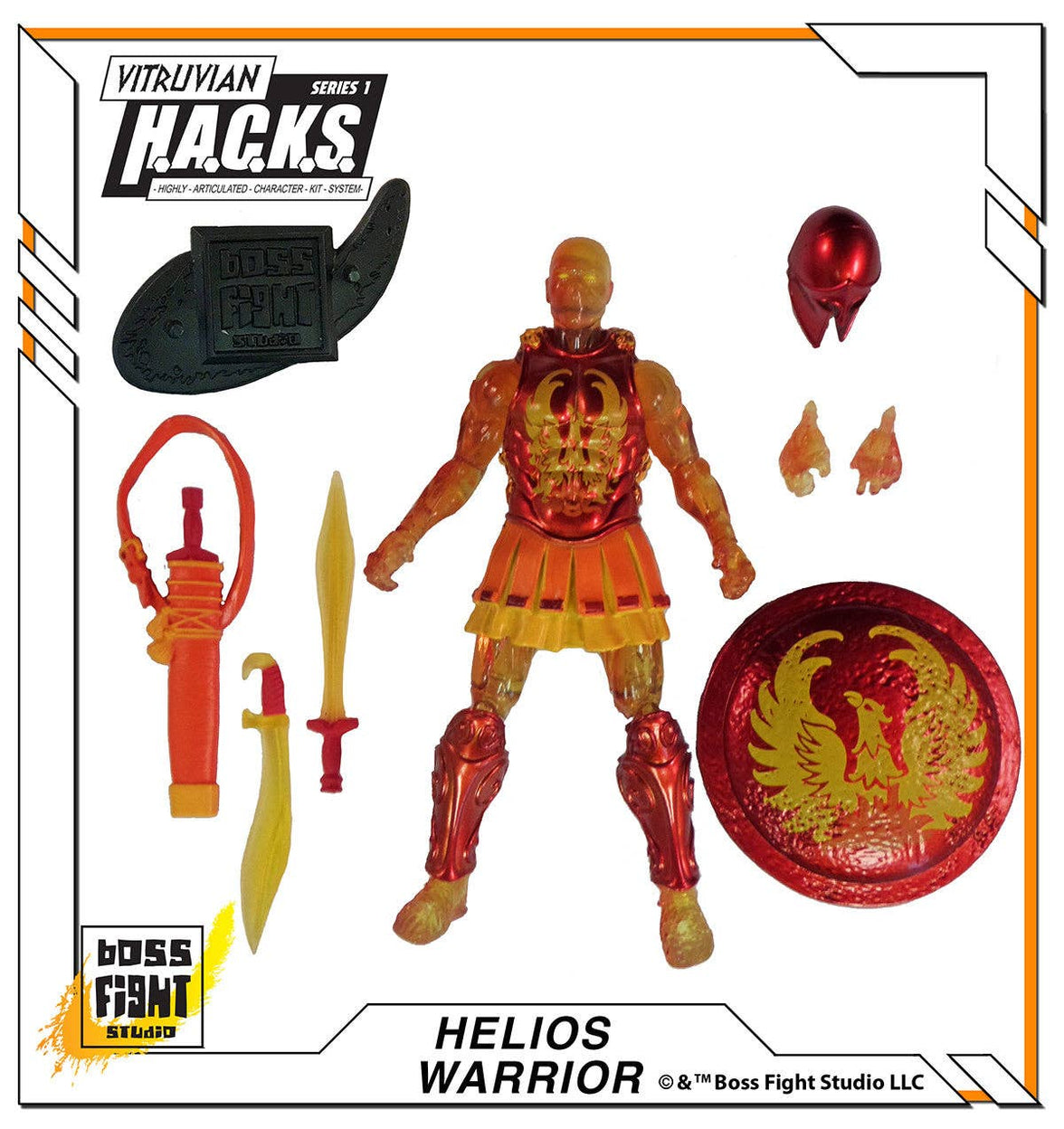 Helios Warrior Vitruvian H.A.C.K.S. Action Figure: Glowing Spartan Champion of the Sun 1:18 Scale by Boss Fight Studio Llc new in box