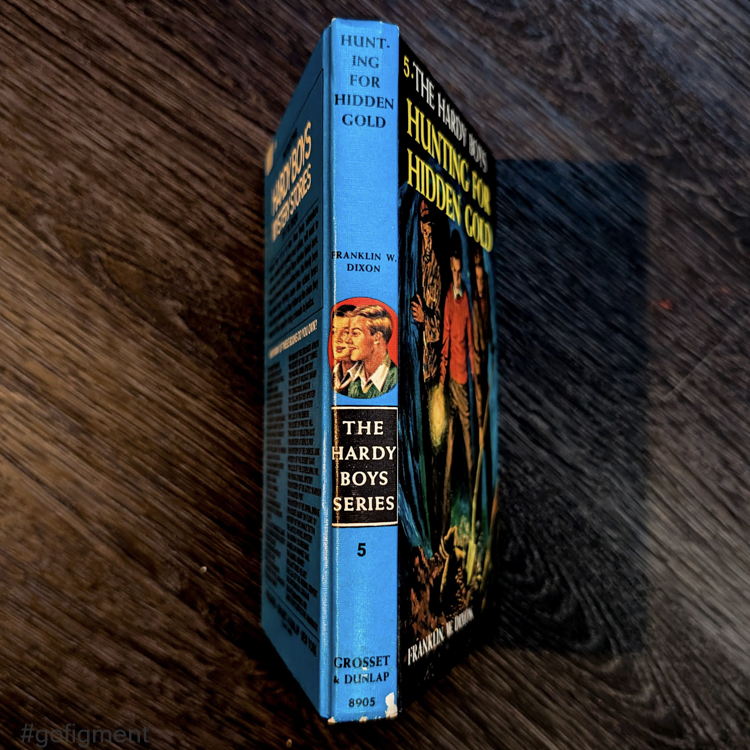05 Hunting for Hidden Gold (1963-YN): 🕵🏻Vintage Hardy Boys Book Blue-Back image 1