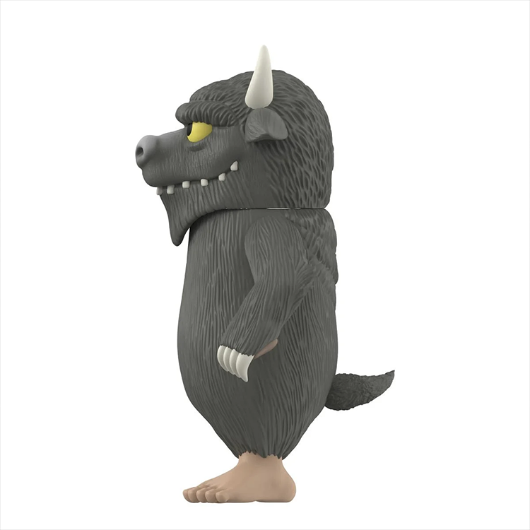 Where the Wild Things Are Bull monster action figure in gray fur with yellow eyes by Super7 side profile view