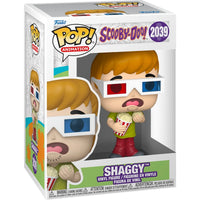 Scooby-Doo Shaggy Funko Pop vinyl figure #2039 holding popcorn wearing 3D glasses in original packaging