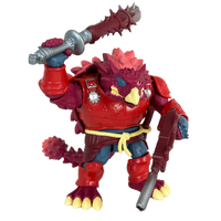 Staze Akiden Saurozoic Warriors action figure, a 1/12 scale Samurai Ankylosaur. The maroon-armored dinosaur warrior is shown in a Ronin-inspired outfit holding a large spiked club. 6-inch scale collectible by Boss Fight Studio.