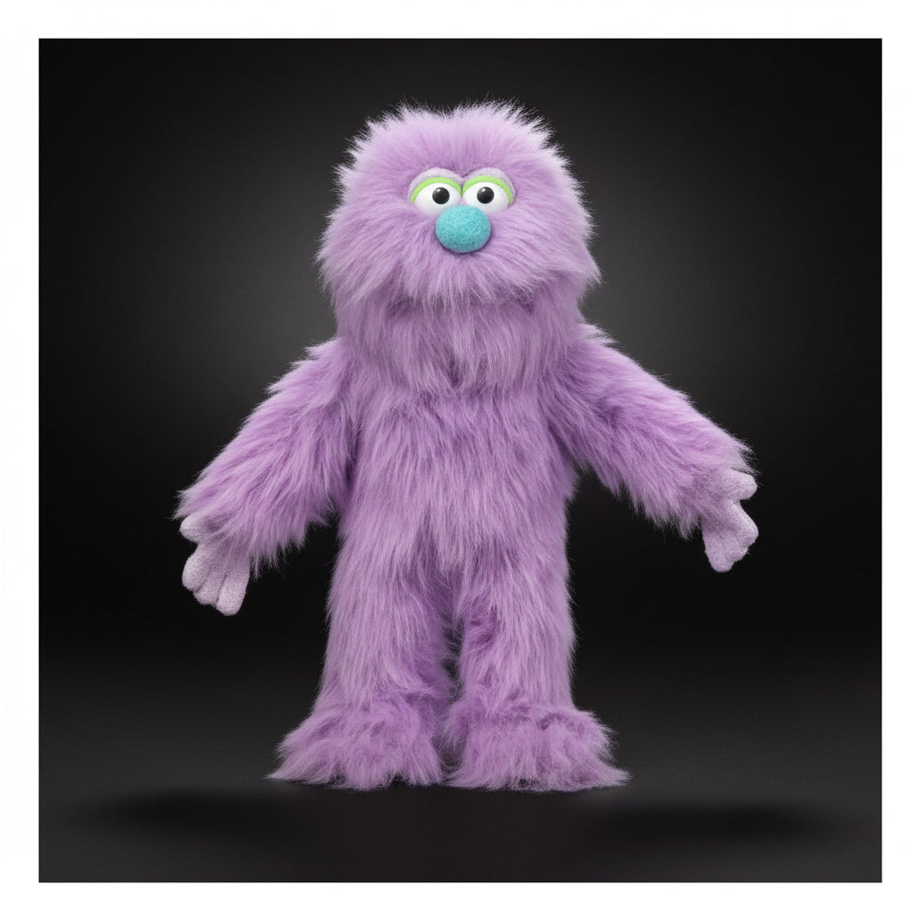 Silly Puppets - Silly Puppets Monster, Purple (14") plush with fuzzy fur, blue nose, and movable limbs collectible by Silly Puppets