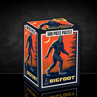 Big Foot 300 piece jigsaw puzzle box by Master Pieces with vintage orange and blue cryptid illustration