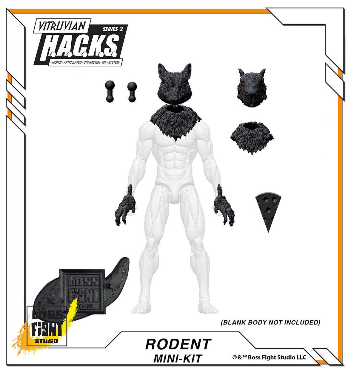 Action Figures and Collectibles by Boss Fight Studio - LOOK! Vitruvian H.A.C.K.S. - Mini-Kit Blind Bags Asst. Box with black rodent-themed head and accessory parts