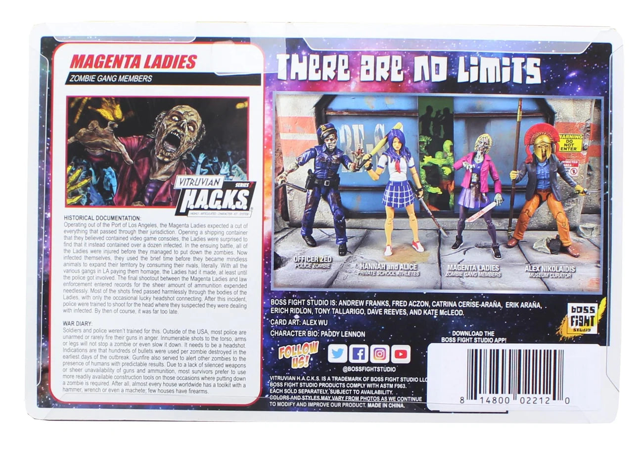 Toy figure packaging with characters and text on a white background