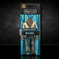 The Noble Collection Universal Monsters Wolf-Man 5.5-inch bendable figure in packaging against dark background