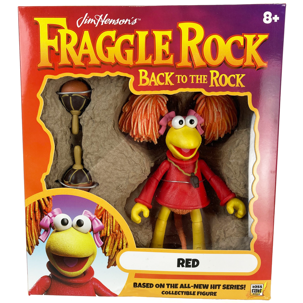Boss Fight Studio Llc Fraggle Rock Red figure with orange hair, red outfit, and percussion accessories in window box packaging