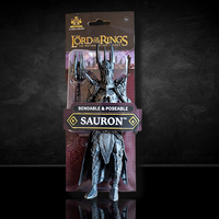 The Noble Collection Lord of the Rings Sauron BendyFig figure in bendable poseable packaging close-up view