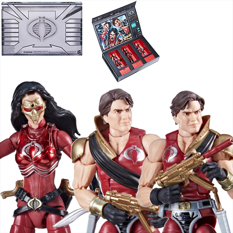 Hasbro GI Joe Classified Series COBRA 3 Pack with Baroness, Tomax, and Xamot figures in detailed collector packaging