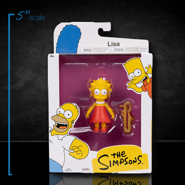Jakks Pacific Lisa Simpson 5-inch articulated action figure with saxophone in Simpsons-themed packaging