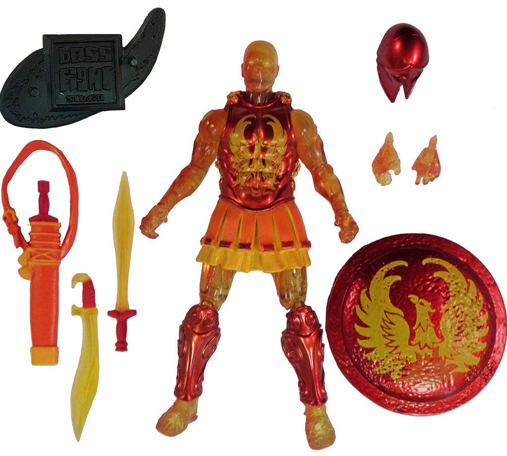 Helios Warrior Vitruvian H.A.C.K.S. Action Figure: Glowing Spartan Champion with weapons and shield 1:18 Scale by Boss Fight Studio Llc