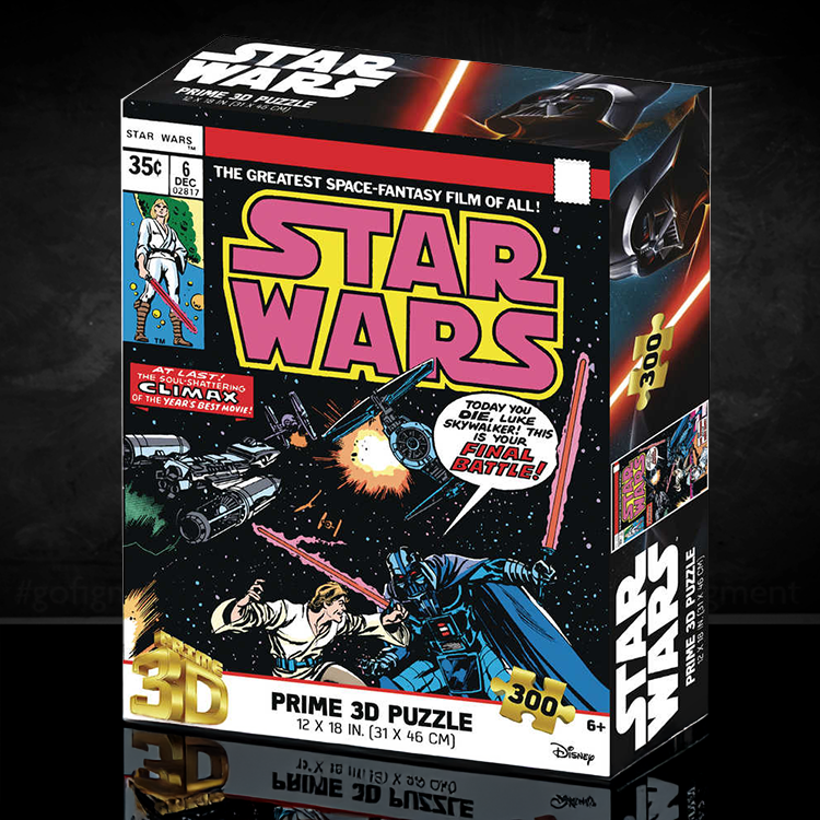 Prime 3d Star Wars 300-piece puzzle featuring comic book style final battle with lightsabers and space ships