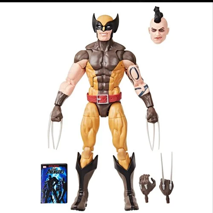 Hasbro Wolverine Daken Marvel Comics-inspired action figure with alternate head, claws, and collectible comic book accessory