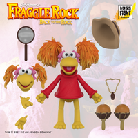 Boss Fight Studio Llc Fraggle Rock Red figure with orange pigtails, red shirt, magnifying glass, hat, and two bongo drums accessories