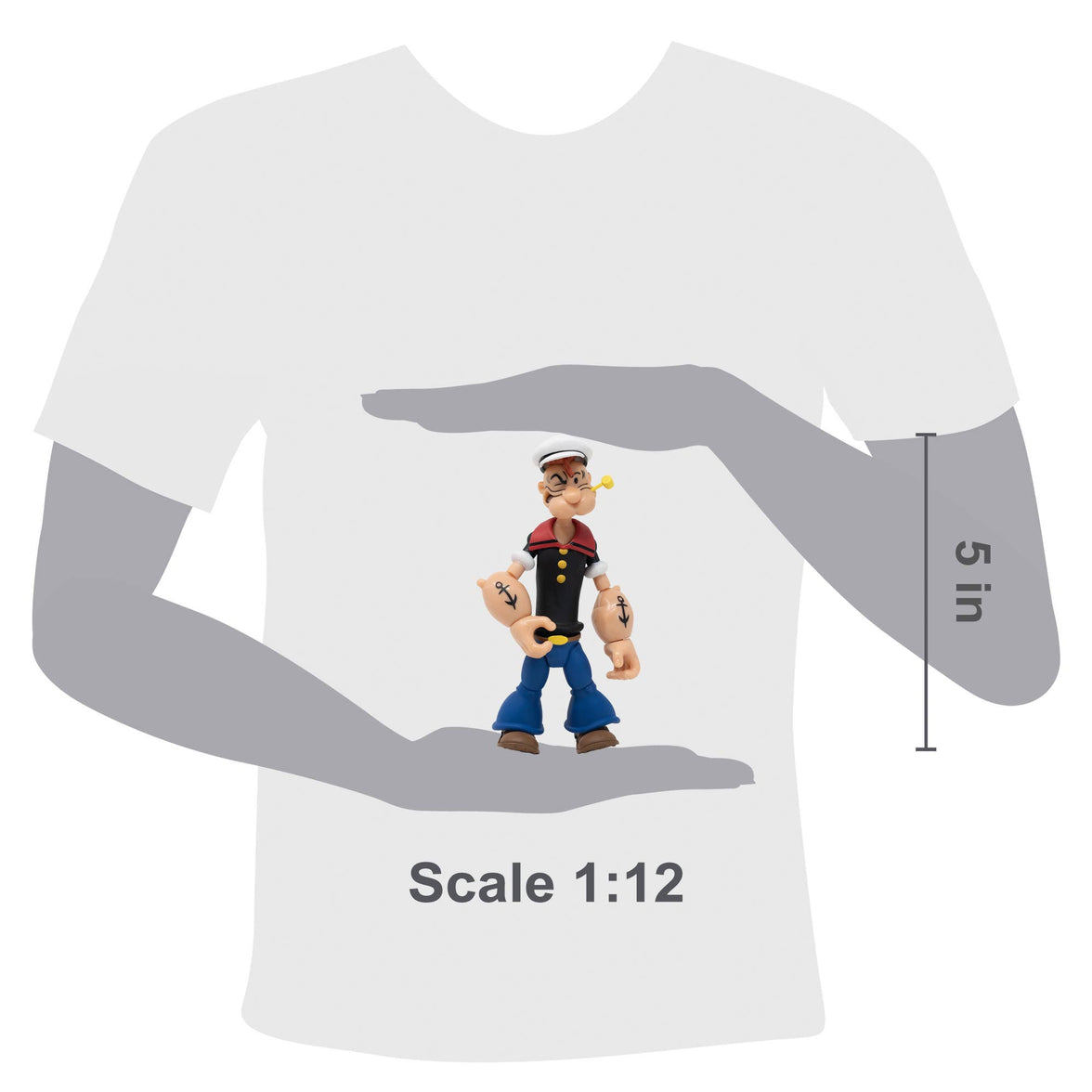 Boss Fight Studio Llc Popeye Classics figure in black sailor shirt with blue pants and classic pipe standing 5 inches tall