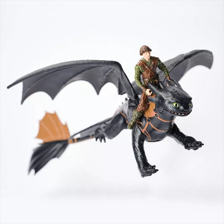 Spin Master How to Train Your Dragon Hiccup riding Toothless dragon action figure set in flying pose
