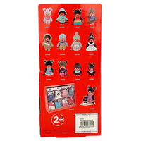 Official Sekiguchi 8-inch Monchhichi Girl doll wearing a red knit LOVE sweater, often searched as a Monchichi valentine plush.