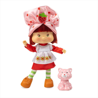 Loyal Subjects Strawberry Shortcake 5.5 inch articulated collectible doll with pink hat and small pink cat figure
