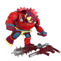 Staze Akiden Saurozoic Warriors action figure, a 1/12 scale Samurai Ankylosaur. The maroon-armored dinosaur warrior is shown in a Ronin-inspired outfit holding a large spiked club. 6-inch scale collectible by Boss Fight Studio.