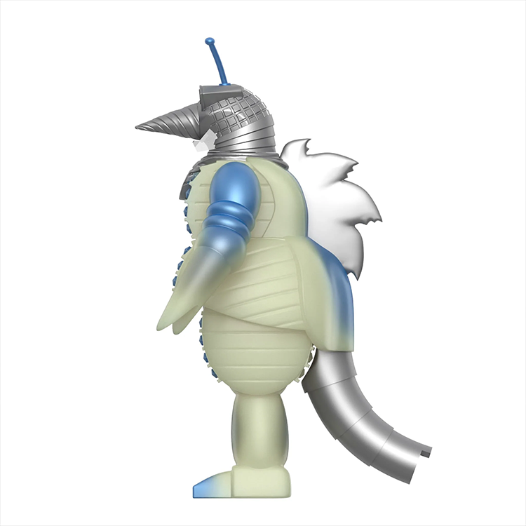 Side view of Super7 Moguera '57 glow ReAction figure showing metallic and translucent body details